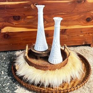 Set of two Milk glass Vases